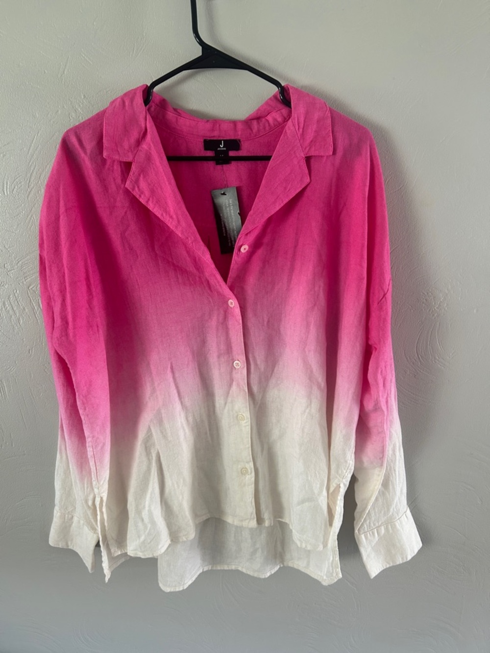 Jason Wu Linen Blend Long Sleeve Ombré Top